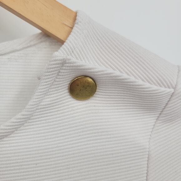 Zara Knit S White Top Blouse Tunic Relaxed 3/4 Length Sleeve Scoop - Picture 3 of 7